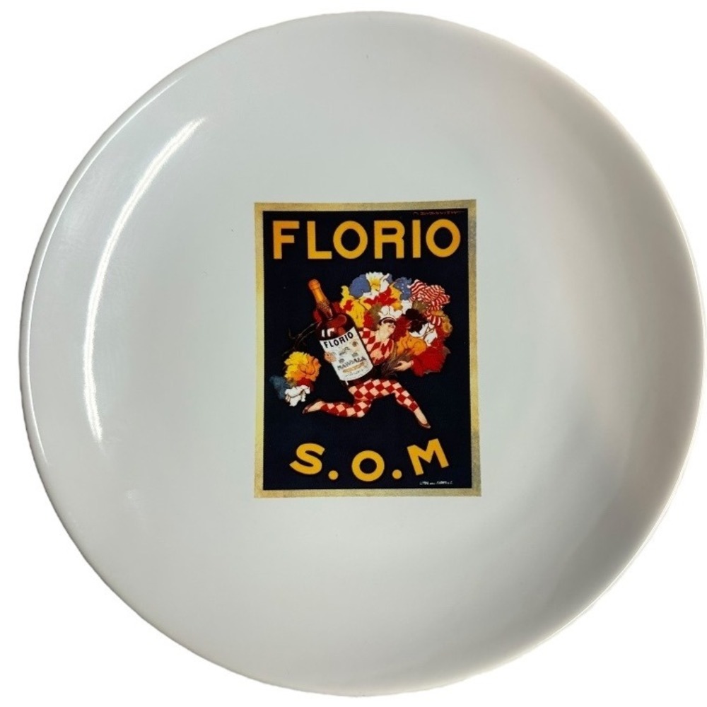Vintage Pottery Barn Cocktail Florio Art Poster Design SOM 8" Horsdoeuvre Plate